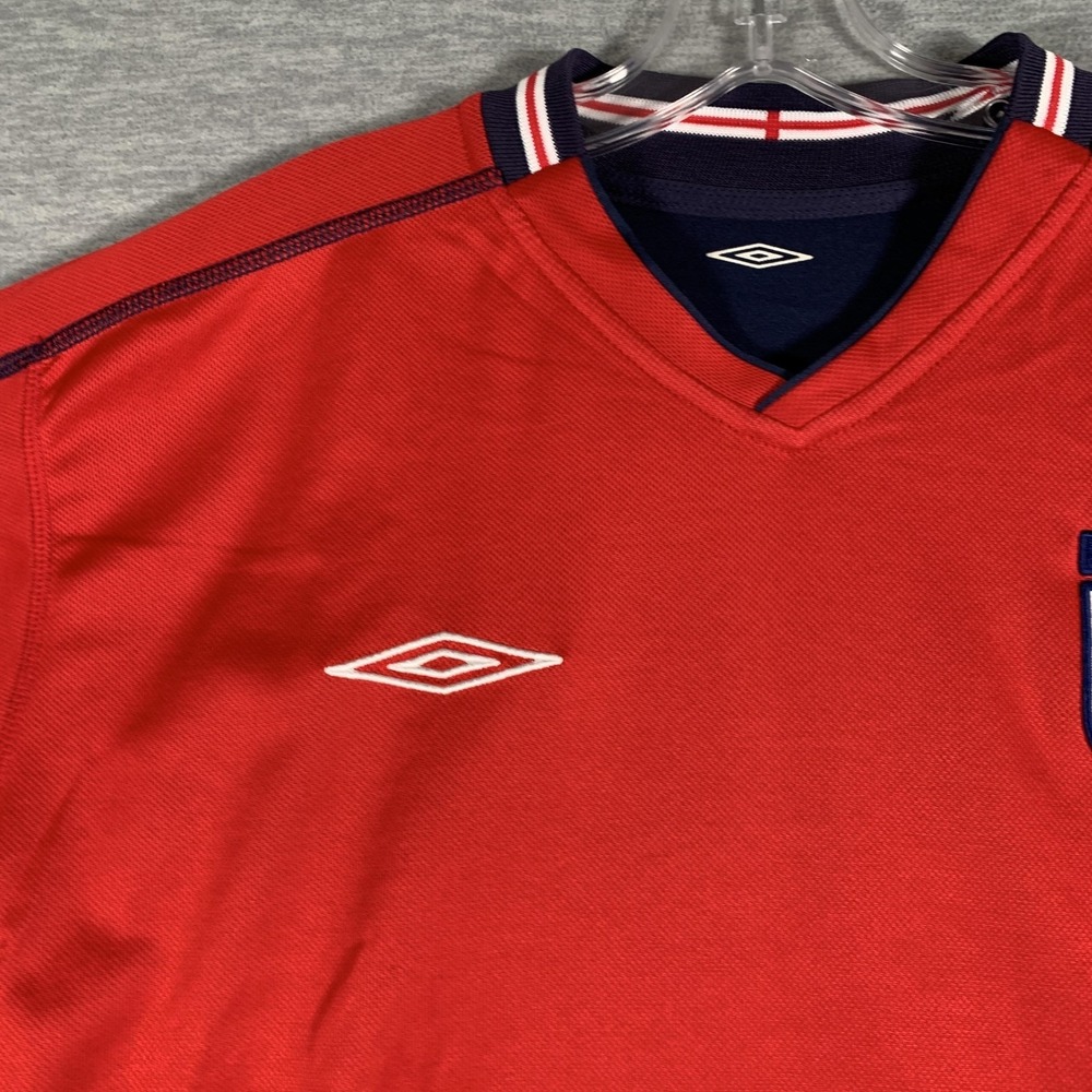 Vintage England National Team Soccer Jersey Mens Large Navy Red Umbro Reversible - Picture 13 of 15